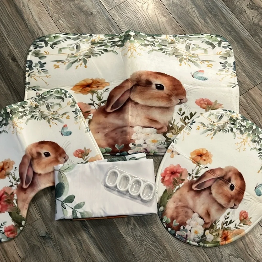 New rabbit shower curtain set